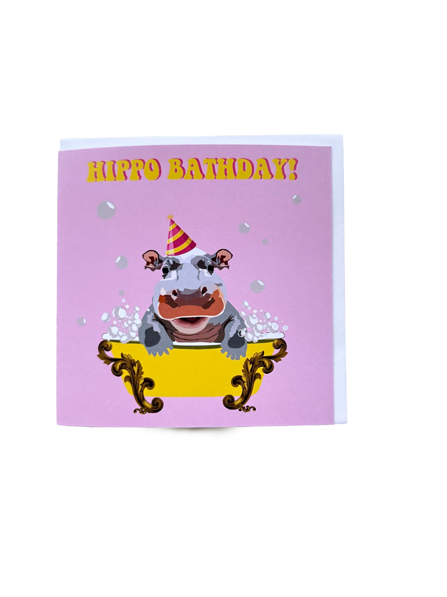 Pink Hippo Bathday Card