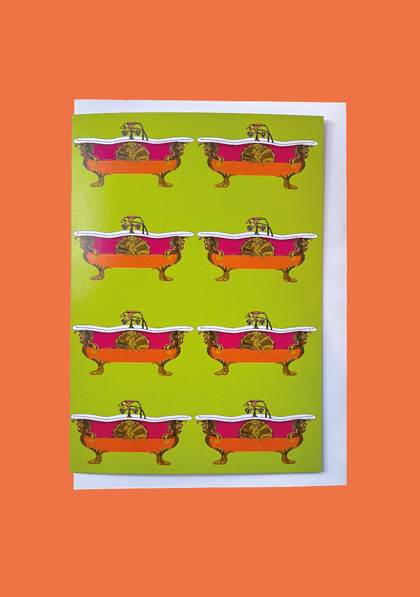 Funky Large Lime Green Ornate Bath card