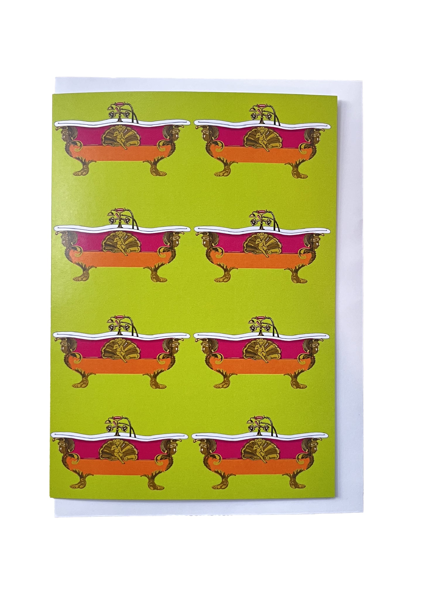 Funky Large Lime Green Ornate Bath card