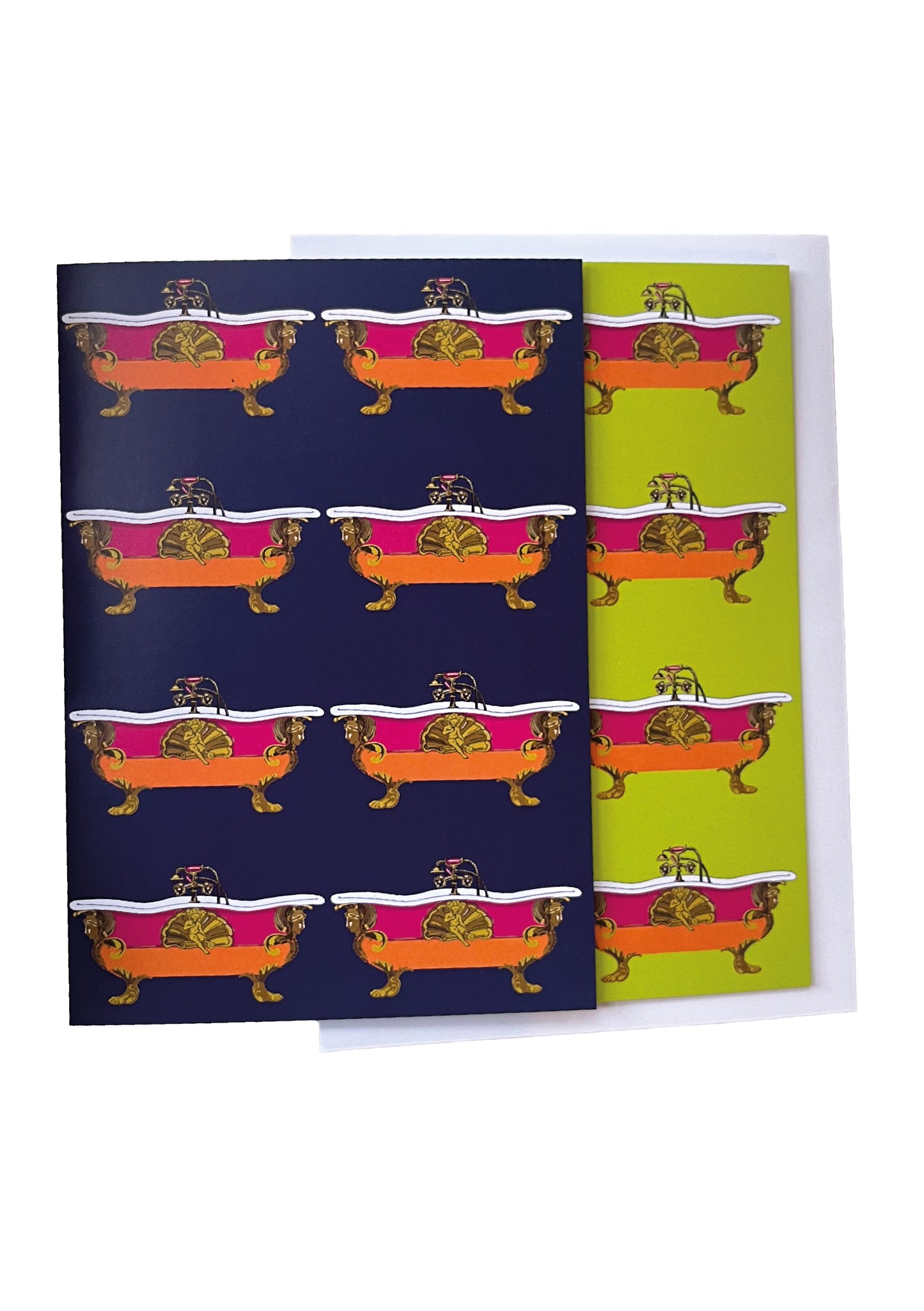 Funky Large Lime and Navy Bath Cards Pack of 6