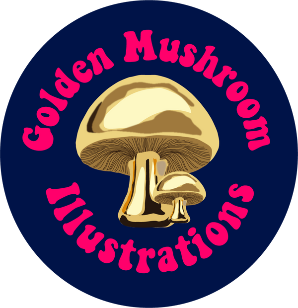 Golden Mushroom Illustrations