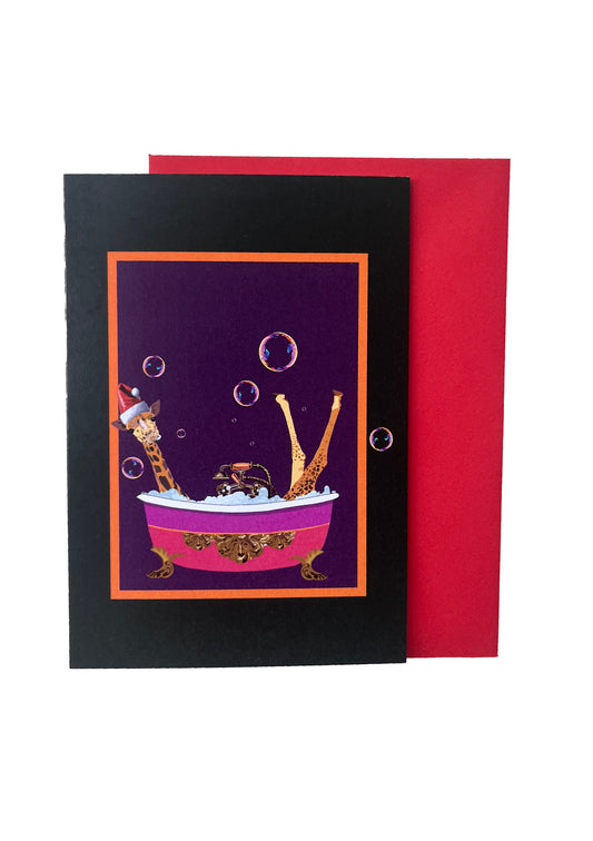 Giraffe in the Bath Christmas Cards Pack of 6