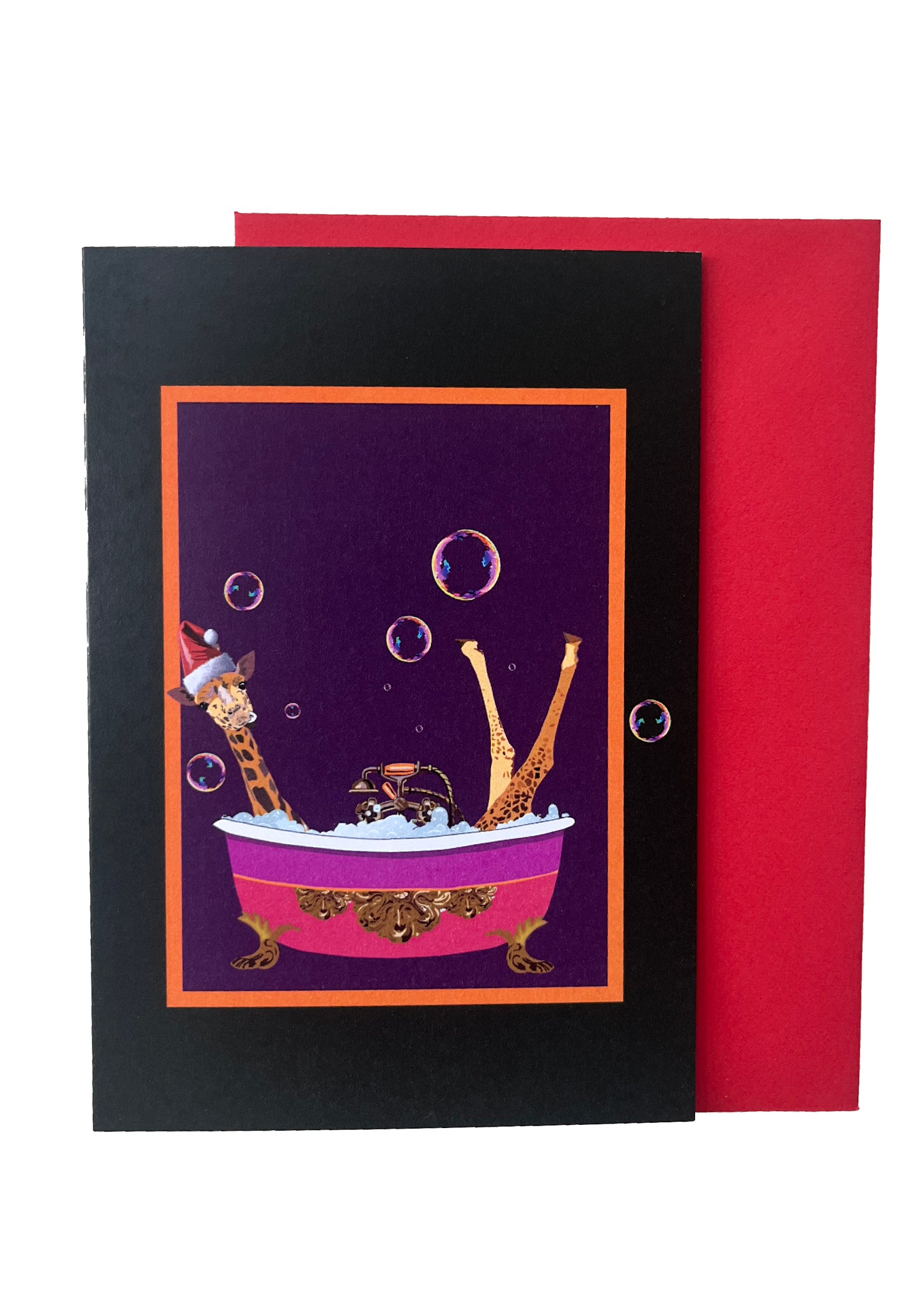 Giraffe in the Bath Christmas Cards Pack of 6