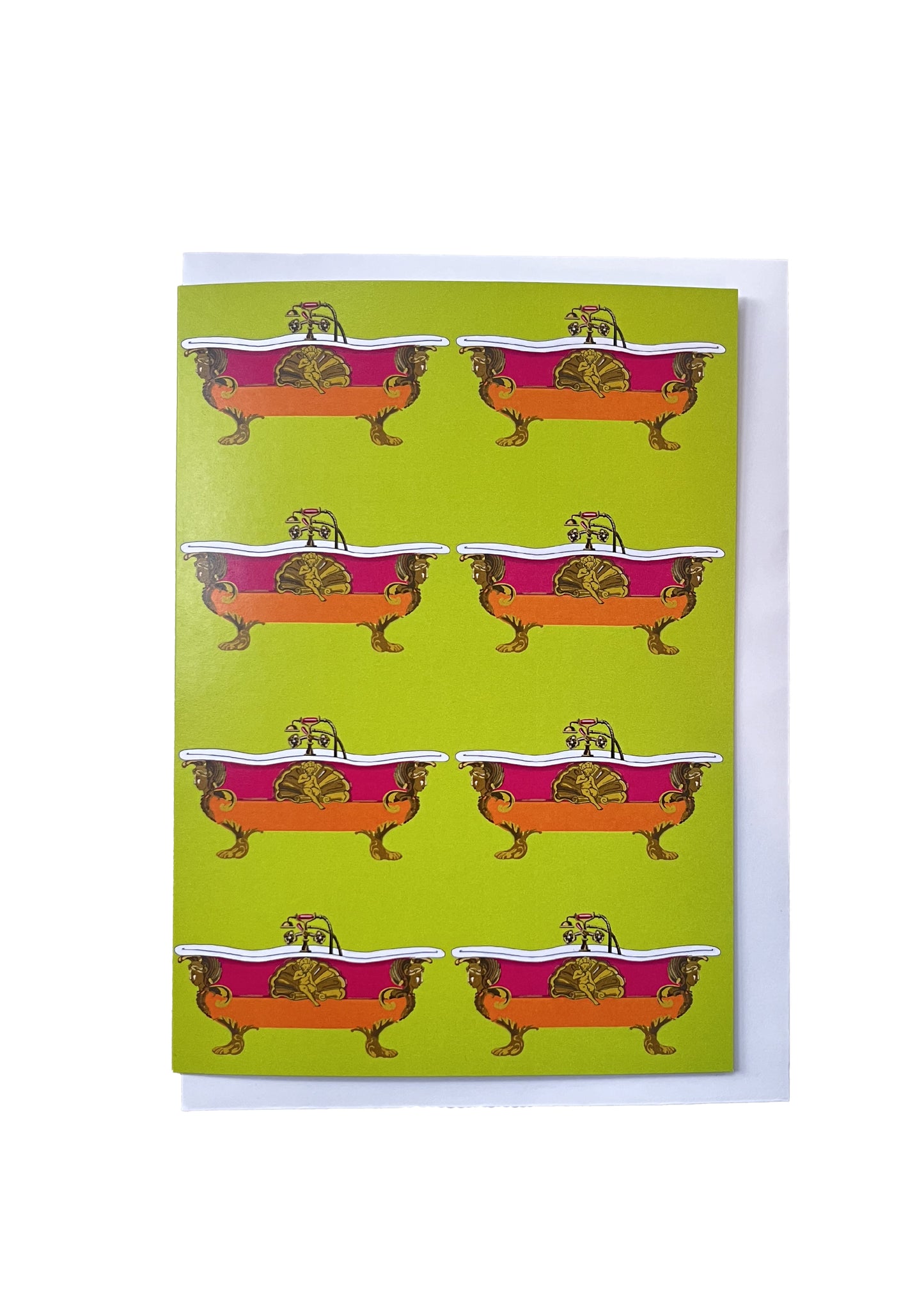 Funky Large Lime Green Ornate Bath card